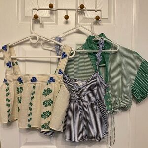 Bundle of 3 Cotton Zara Summer Tops Women Sleeveless Crop Embroidered Size Small